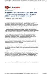 Econom&iacute;a/PGE.- El director del IESE pide "replantear por completo