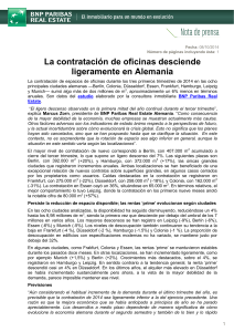 La contratación de oficinas desciende ligeramente en Alemania