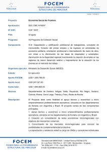 Proyecto: Econom&iacute;a Social de Frontera. Aprobaci&oacute;n: COF 08/07 N&ordm;