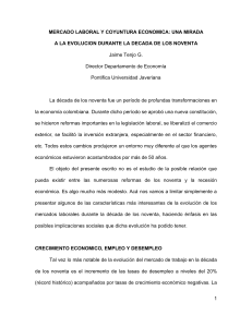 Mercado laboral, desempleo y recesión económica en Colombia.