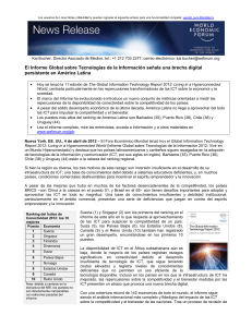 El Informe Global sobre Tecnologías de la Información señala una