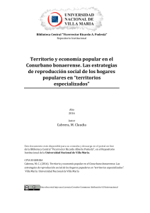 Territorio y economía popular en el Conurbano bonaerense. Las