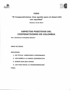 ASPECTOS POSITIVOS DEL COOPERATIVISMO EN COLOMBIA