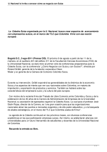 U. Nacional lo invita a conocer c&oacute;mo se negocia con Suiza