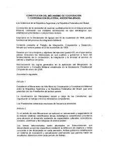 CONSTITUCION DEL MECANISMO DE COOPERACION y