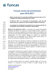 Funcas revisa las previsiones para 2016-2017