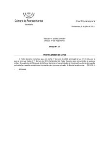 Pliego Nº 023 - Sitio de la Cámara de Representantes