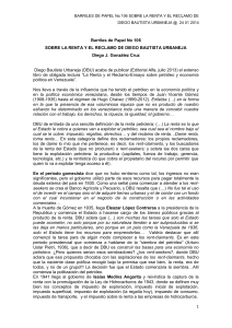 Sobre la Renta y el Reclamo de Diego Bautista Urbaneja