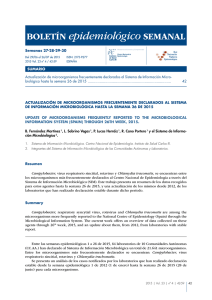 actualización de microorganismos frecuentemente declarados al