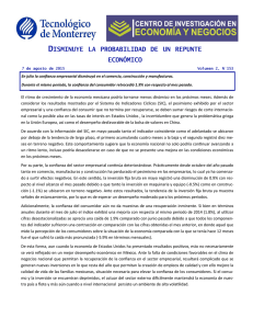 DISMINUYE LA PROBABILIDAD DE UN REPUNTE ECONÓMICO