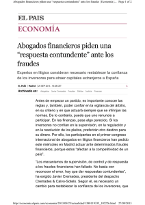 Abogados financieros piden una &ldquo;respuesta contundente&rdquo; ante los