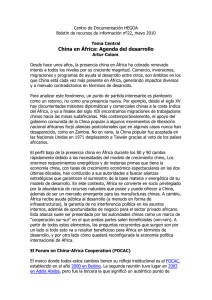 Tema Central: China en frica: Agenda del desarrollo