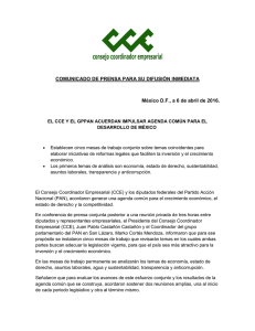 COMUNICADO DE PRENSA PARA SU DIFUSI&Oacute;N INMEDIATA