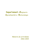 Memoria 2002 - Departament d`Enginyeria Agroalimentària i