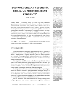 Econom&iacute;a urbana y econom&iacute;a social. Un reconocimiento pendiente1