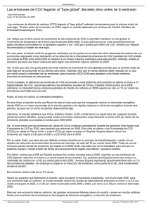Las emisiones de CO2 llegar&aacute;n al "tope global" diecis&eacute;is a&ntilde;os antes