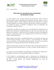 Consejo Nacional de Producci&oacute;n Comunicado de Prensa CNP