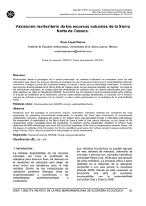 Valoraci&oacute;n multicriterio de los recursos naturales de la Sierra Norte