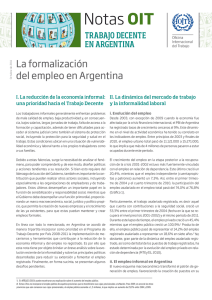 La formalización del empleo en Argentina. Notas de la OIT