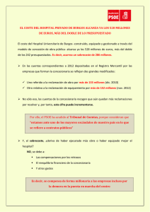 EL COSTE DEL HOSPITAL PRIVADO DE BURGOS ALCANZA YA