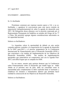 21st, April 2015 STATEMENT – ARGENTINA Sr. Co facilitador