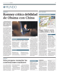 Romney critica debilidad de Obama con China