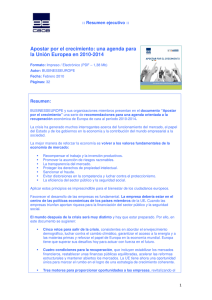 Apostar por el crecimiento: una agenda para la Unión