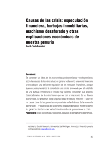 Causas de las crisis: especulación financiera, burbujas