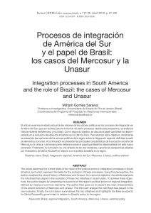 Procesos de integración de América del Sur y el papel de Brasil: los
