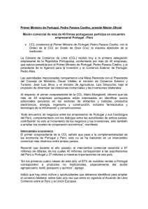 Primer Ministro de Portugal, Pedro Passos Coelho, preside Misi&oacute;n