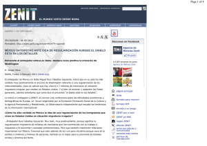 Entrevista de Agencia de Noticias Zenit al Excmo. Sr. D. Miguel Ruiz