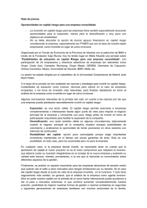 Nota de prensa: Oportunidades en capital riesgo para una empresa