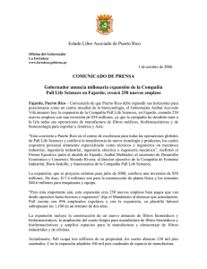 COMUNICADO DE PRENSA Gobernador anuncia millonaria