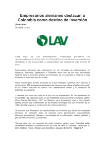 Empresarios alemanes destacan a Colombia como destino de