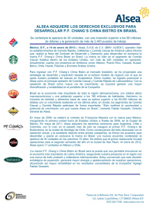 ALSEA ADQUIERE LOS DERECHOS EXCLUSIVOS PARA