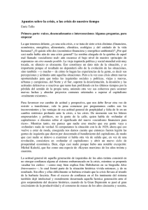 Apuntes sobre la crisis, o las crisis de nuestro