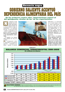 GOBIERNO SALIENTE ACENTUÓ DEPENDENCIA ALIMENTARIA