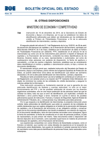 Instrucci&oacute;n de 19 de diciembre de 2014