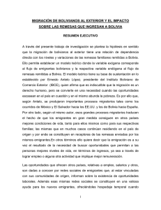 migración de bolivianos al exterior y el impacto sobre las remesas