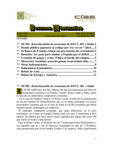 ** OCDE: desaceleraci&oacute;n de econom&iacute;a de EEUU, RU e Italia 1