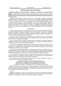 ACUERDO que modifica el diverso que establece la clasificaci&oacute;n y