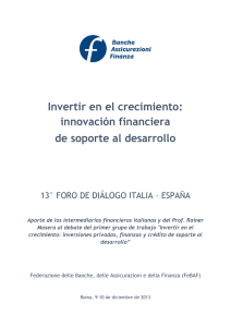 Invertir en el crecimiento: innovación financiera de soporte al