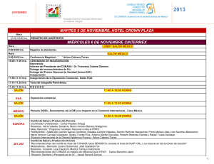 MARTES 5 DE NOVIEMBRE, HOTEL CROWN PLAZA