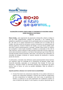 Valoración final de Manos Unidas sobre Rio+20