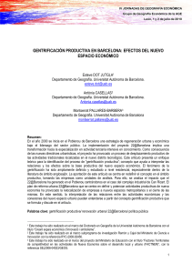 gentrificación productiva en barcelona: efectos del nuevo espacio
