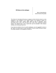 CEI library on-line catalogue - Centro de Economía Internacional