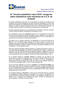 ANUARIO ESTAD&Iacute;STICO VASCO 2016. El &ldquo;Anuario