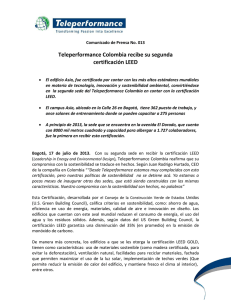 Teleperformance Colombia recibe su segunda certificación LEED