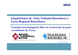 Adquisiciones de State National Bancshares y Texas Regional