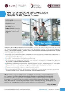 M&Aacute;STER EN FINANZAS ESPECIALIZACI&Oacute;N EN CORPORATE